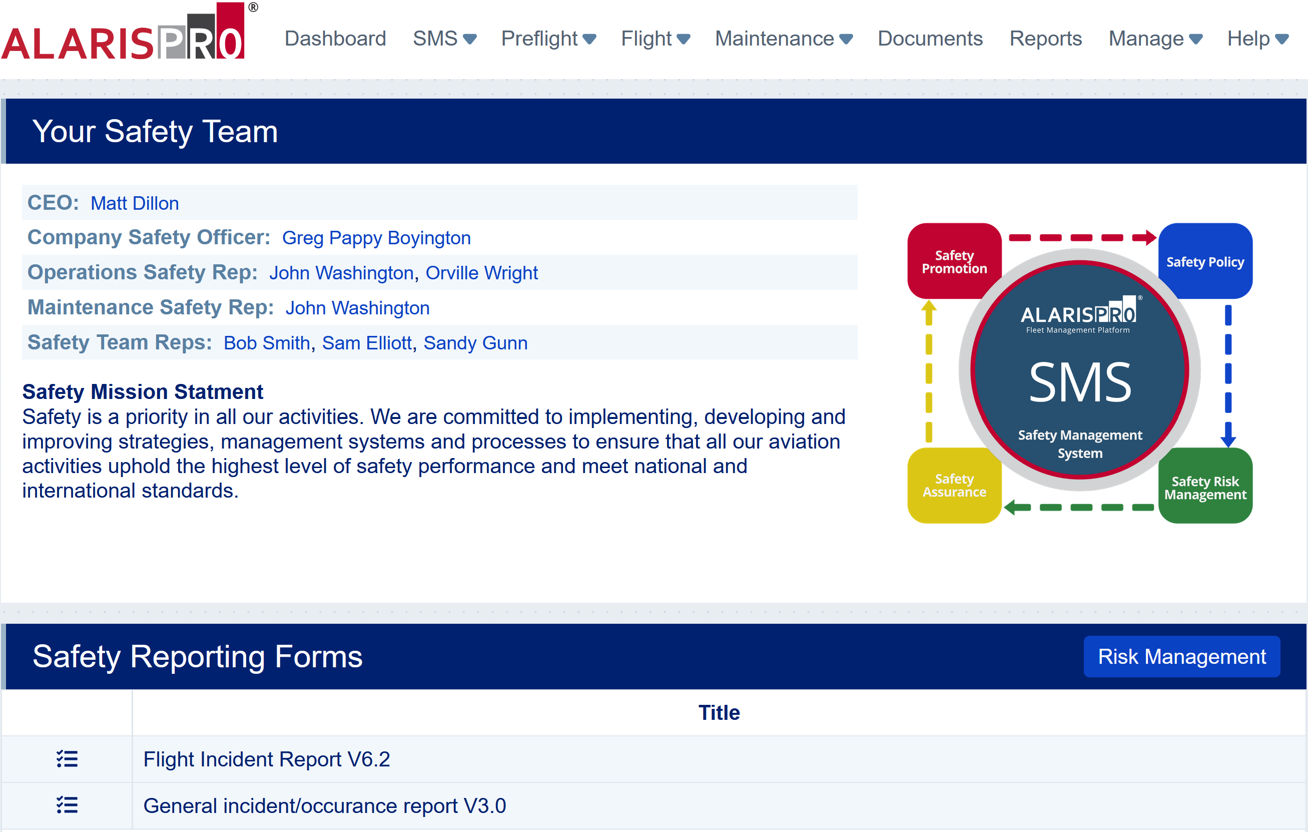 Safety Reporting Screenshot